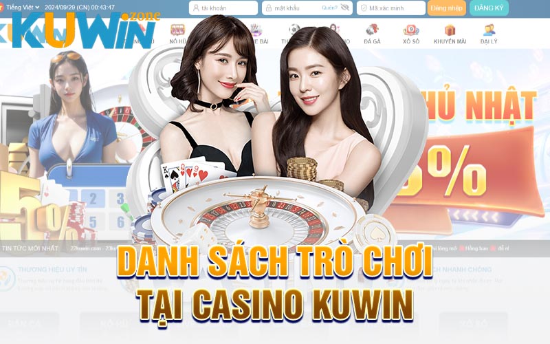 Dánh sách trò chơi tại casino Kuwin