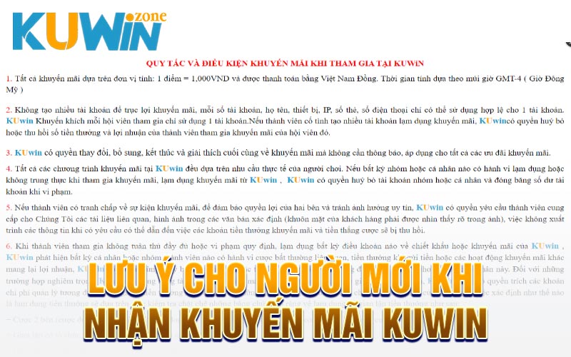 Lưu ý cho người mới khi nhận khuyến mãi Kuwin